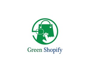 Green bag online shop logo template vector