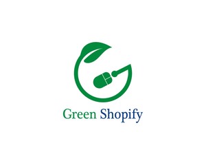 Green bag online shop logo template vector