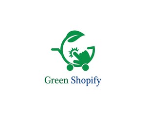 Green bag online shop logo template vector