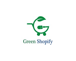 Green bag online shop logo template vector