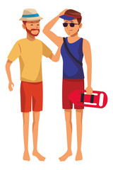 Friends enjoying summer cartoon colorful