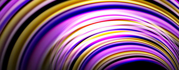 Fluid color waves with light effects, vector abstract background