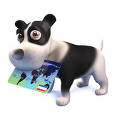 "<b>Cartoon</b> black and <b>white</b> puppy <b>dog</b> hound wearing bowler hat and ...