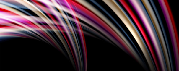 Fluid color waves with light effects, vector abstract background