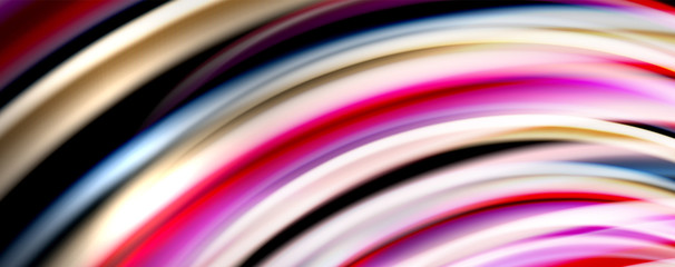 Fluid color waves with light effects, vector abstract background