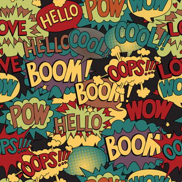 seamless pattern with bubbles for speech comic texture