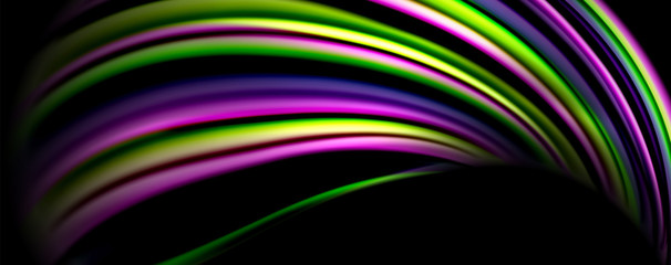 Fluid color waves with light effects, vector abstract background