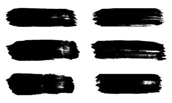 Grunge Brush Strokes. Set Of Black Stripes Chalk And Charcoal On White Background.