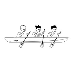 Fototapeta na wymiar Water extreme sport cartoon isolated in black and white