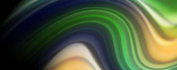 Abstract wave lines fluid rainbow style color stripes on black background. Artistic illustration for presentation, app wallpaper, banner or poster