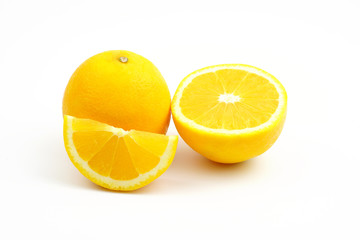 orange and slice isolated on white background
