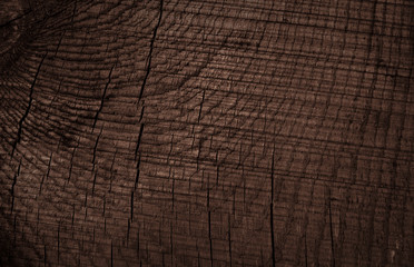 Fototapeta premium Texture of dark brown old rough wood. Abstract background for design. Vintage retro