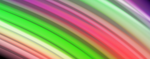 Fluid liquid color wave lines, glowing colorful light effect, abstract composition template. Geometric technology abstract pattern. Movement concept