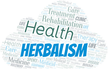 Herbalism word cloud. Wordcloud made with text only.