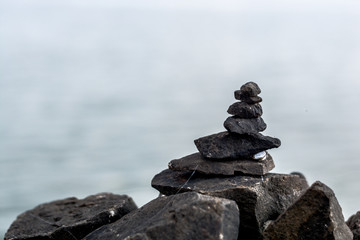 stack of stones on the beach