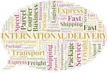 International Delivery word cloud. Wordcloud made with text only.