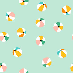 Seamless pattern with colorful beach balls. Vector summer vacation repeat design. - 272776701