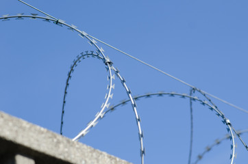 American barbed wire, called razor wire, for border.