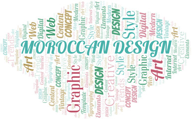 Moroccan Design word cloud. Wordcloud made with text only.