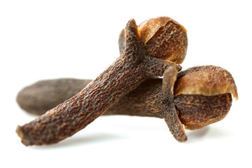 dry cloves on white background