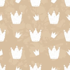 Seamless vector pattern grunge post stamp crown