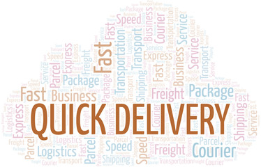 Obraz premium Quick Delivery word cloud. Wordcloud made with text only.