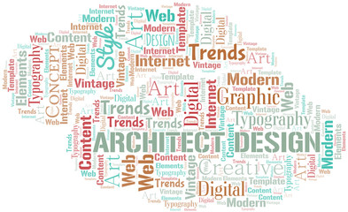 Fototapeta na wymiar Architect Design word cloud. Wordcloud made with text only.