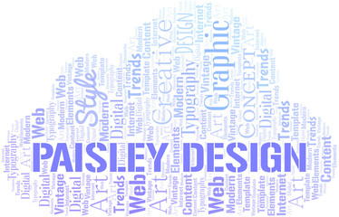 Paisley Design word cloud. Wordcloud made with text only.
