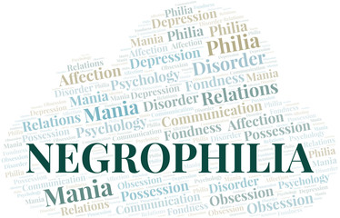 Negrophilia word cloud. Type of Philia.