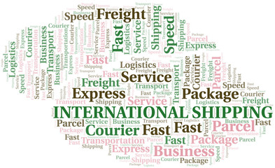 International Shipping word cloud. Wordcloud made with text only.