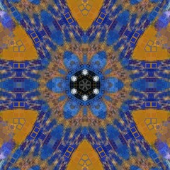 幻想的なモザイク青とオレンジ