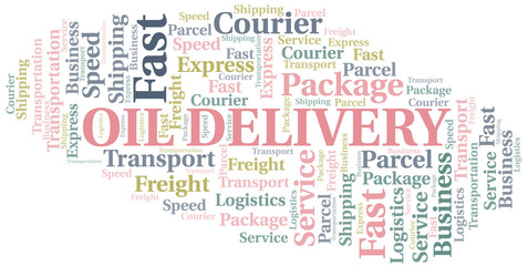 Oil Delivery word cloud. Wordcloud made with text only.