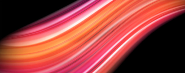 Modern rainbow liquid color flow colorful poster. Wave Liquid shape in black color background. Abstract composition