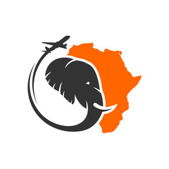 Elephant travel logo in Africa