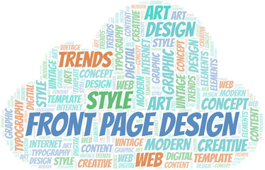 Obraz premium Front Page Design word cloud. Wordcloud made with text only.