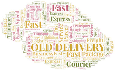 Fototapeta premium Old Delivery word cloud. Wordcloud made with text only.