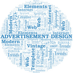Fototapeta premium Advertisement Design word cloud. Wordcloud made with text only.