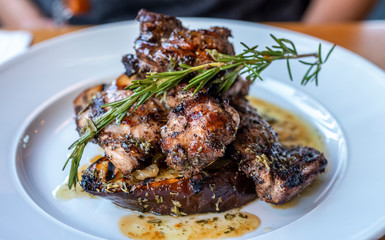 Grilled roasted chicken with sauce