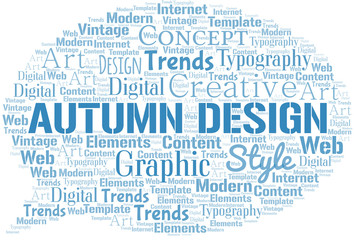 Autumn Design word cloud. Wordcloud made with text only.