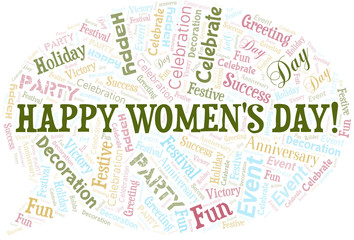 Happy Women's Day! Word Cloud. Wordcloud Made With Text.