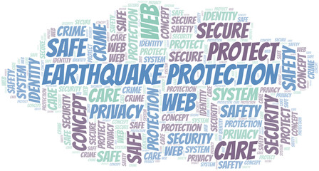Earthquake Protection word cloud. Wordcloud made with text only.