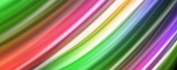 Fluid liquid color wave lines, glowing colorful light effect, abstract composition template. Geometric technology abstract pattern. Movement concept