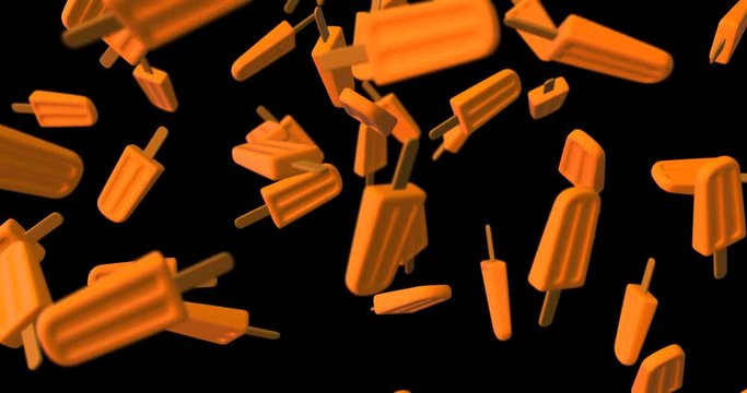Orange popsicle falling slow motion