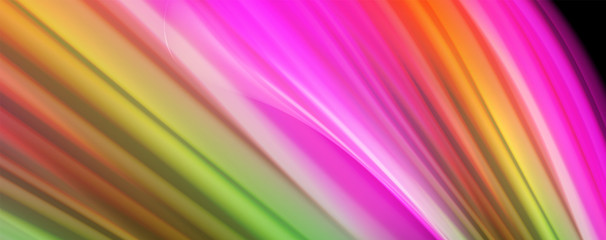 Fluid liquid color wave lines, glowing colorful light effect, abstract composition template. Geometric technology abstract pattern. Movement concept