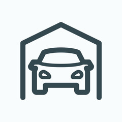 Carport isolated icon, parking lot garage building linear vector icon