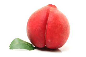 ripe peach on white background 