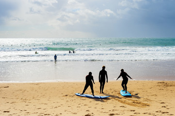 Surfing school lessons beach Portugal