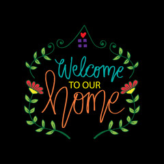 Welcome to our home hand drawn  lettering. 