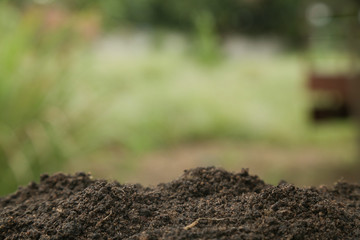 Soil texture with green background for template design