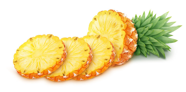 Cutted pineapple isolated on a white background.